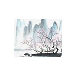Chinese Landscape Ink-Wash Painting Plum Blossom Boat River Rectangle Non Slip Rubber Comfortable Computer Mouse Pad Gaming Mousepad Mat with Designs for Office Home Woman Man Employee