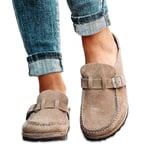 Dam Casual Bekväma Clogs Mocka Slip-On Sandaler Sommar Hem Kontor Skor Khaki 42