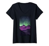 Womens Minimalist Aurora Borealis Aurora borealis Hiking V-Neck T-Shirt
