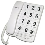 TEL UK 18041 New Yorker Big Button Corded Telephone White