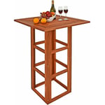 Table de bar carrée jardin terrasse en bois d'acacia Table haute 75x75x110cm Événements fêtes extérieur