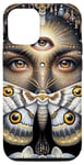 Coque pour iPhone 12/12 Pro Moth lunaire abstrait céleste, fleur sauvage et yeux maléfiques
