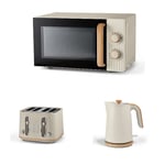 Kettle Toaster and Microwave Set Grey Wood Textured Scandi