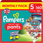 Pampers Baby-Dry Nappy Pants Paw Patrol Edition Size 5, 160 Nappies, 12Kg-17Kg, 