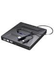 Extern CD DVD-enhet, USB 30-anslutning, SD/TF-portar, Svart