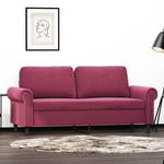 2-personers sofa 140 cm fløjl vinrød