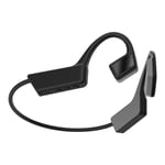 Huikanga Bone conduction Bluetooth headset 5.0 wireless hanging ear type non-in-ear sports waterproof (Color : Black)