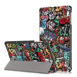 Huawei MatePad T10s - Tri-Fold læder cover med printet Design - Graffiti