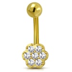 Navelpiercing  316L Kirurgiskt stål Blomma klara CZ Guld Färg