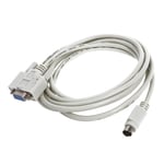 DB 9-stifts till 8P Mini Din RS232 Nedladdningskabel Vit 3M för PLC DVP-serie - DCPCAB215