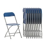 Flash Furniture Hercules Series Plastic Folding Chair-10 Pack 650LB Weight Capacity, Blue, Set of 10