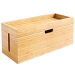 Bamboo Cable & Storage Box, Cable Management Organiser Box for Cables/Power adapters, for a Clutter-Free Space – Plastic-Free & Robust, with lid and Practical Storage Surface KD Essentials