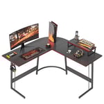 Cubiker Bureau Gaming Angle 120x120cm, Bureau d'angle avec Support d'écran, Bureau Gamer en Forme de L, Table Gaming pour Jouer, Etudier et Travailler, Fibre de Carbone Noir