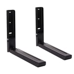 Holdfiturn 2Pcs Microwave Wall Brackets Heavy Duty Microwave Holder Microwave Wall Mounting Brackets Foldable Stretch Rack for Microwave Oven (Black)