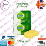 Pack of 2 Dettol Antibacterial Original Bar Soap -100g Twin Pack