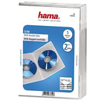 Hama Boîtier "Slim" double (pour DVD, convient également aux CD et disques Blu-ray, ultra mince, avec une feuille pour la couverture, lot de 5) Transparent, 10 DVD