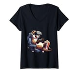 Womens Gamer Mongoose Headset Gaming Animal Video Game Player V-Neck T-Shirt