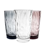 Bormioli Rocco Diamond Highball Glasses Dimpled Water Juice Tumblers Clear