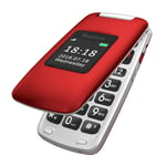 Easyfone Prime-A1 GSM SIM-Free Flip Mobile Phone for Elderly, Unlocked Senior Phones with HD Dual-Screen, Big Button, Basic Mobile Phone with SOS Button, Charging Dock (Red)