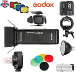 UK Godox 2.4 TTL HSS AD200 Flash+S-Type Bracket+BD-07 Barn Door+X2T-F For Fuji