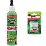 Slime Cycling 8 Puncture Preventor Inner Tube Sealant, Green, 237 ml & 20053 Bike Skabs Patch Kit, for bike tube puncture repair, contains 6 patches and a metal scuffer