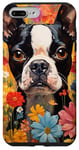 Coque pour iPhone 7 Plus/8 Plus Motif terrier de Boston dans un jardin fleuri pour les amateurs d'art de chiens