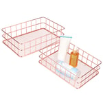2PCS Nordic Simple Rose Gold Wrought Iron Storage Basket for Desktop Organiza UK