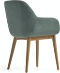 Konna, Spisebordsstol med armlæn, nordisk, moderne, stof by Kave Home (H: 83 cm. B: 59 cm. L: 55 cm., Grøn)