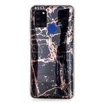Huzhide Samsung Galaxy A21S Case, Glitter Shiny Plating Splice Marble Ultra Slim Thin Soft TPU Phone Case Shockproof Bling Silicone Anti-Scratch Rubber Bumper Protective Cover for Samsung A21S, Black