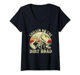 Womens Chillin On The Dirt Road Western Life Rodeo Country Music V-Neck T-Shirt