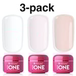 3-pack Base one - Builder - Clear, Pink, French pink 45g UV-gel multifärg
