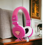 Supergirl Wired Headphones Girls Teenager Superman Character Comfortable Pink