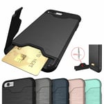 Iphone 7 Plus Shockproof Cover Case With Hidden Credit Card Holder & Kickstand