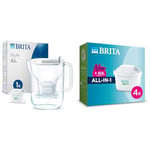 BRITA Style XL Water Filter Jug Grey (3.6L) incl. 1x MAXTRA PRO All-in-1 cartridge & MAXTRA PRO All-in-1 Water Filter Cartridge 4 Pack (NEW) - Original refill reducing