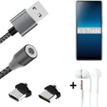 Data charging cable for + headphones Sony Xperia L4 + USB type C a. Micro-USB ad