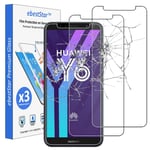 ebestStar - compatible with Huawei Y6 2018 Screen Protector Premium Tempered Glass, x3 Pack anti-Shatter Shatterproof, 9H 3D Bubble Free [Y6 2018: 152.4 x 73 x 7.8mm, 5.7'']