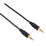 HAMA Slim Minijack-kabel 3,5 mm-3,5 mm - Guldpläterad Svart 0,75 m