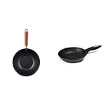 Ken Hom KH327001 Carbon Steel Non Stick Wok | 27 cm | Classic | Non-Induction/Wooden Handle/Flat Base Pan | Includes 1 x Chinese Wok | Not Dishwasher Safe