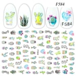 Nail Stickers Russia Letter Word Flowers F584