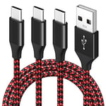Lot de 3 câbles USB de type C, 1 m, 2 m, 3 m, 3 A, USB A vers USB-C, câble de charge rapide compatible avec Samsung Galaxy Note 9, 8, S8, S9, S10, 10 Plus, LG V50, V40, G8, G7 Thinq, Moto Z Z3, Switch