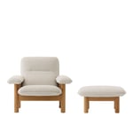 Audo Copenhagen - Brasilia Lounge Chair & Ottoman - Natural Oak/Moss 11 - Sittpuffar