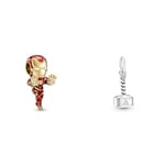 Pandora Marvel Iron Man Pendentif en argent plaqué or 760268C01 & Charm pendentif 790483C01 Marteau de Thor