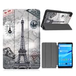 Lenovo Tab M7 tri-fold pattern leather flip case - Eiffel Tower