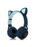 Roneberg Wireless kitty cat headphones with lighted ears led, Unique headphones with cat ears (NAVYBLUE)