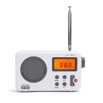 Radio Reveil NK-AB1904 FM/AM - Radio Portable de Bureau Design, écran LCD avec lumière, Antenne, Poste Radio, Haut-Parleur, 4 Piles AA, câble DC5V, Blanc (Fonction Radio Réveil)