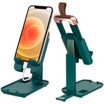 MoKo Foldable Tablet Stand, Adjustable Portable Holder Cradle for Phones Tablet Up to 13", Desktop Phone Holder Stand with Charging Port, Fit iPhone 11 Pro Max, iPad Air 4, Galaxy S20, Midnight Green