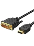 CableCreation Câble DVI vers HDMI, 1,5 m, connecteur HDMI bidirectionnel vers DVI mâle (24+1), Adaptateur HDMI DVI pour Raspberry Pi, Roku, Xbox, One, Ordinateur Portable, Blue-Ray, Prise en Charge