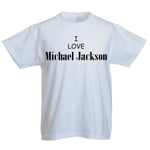 Barn T-shirt - I Love Michael Jackson 2 Svart, 104cl 3-4år, Vit