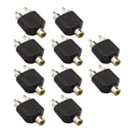 10Pcs RCA Phono Y Splitter Connector Adapters 1 Female to 2 Male Converters Nickel Plated for Audio Video AV TV Cable Convert Adaptor