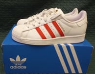 adidas Originals Superstar Trainers HQ1903 White Red Gold Women's Size 4uk Rare
